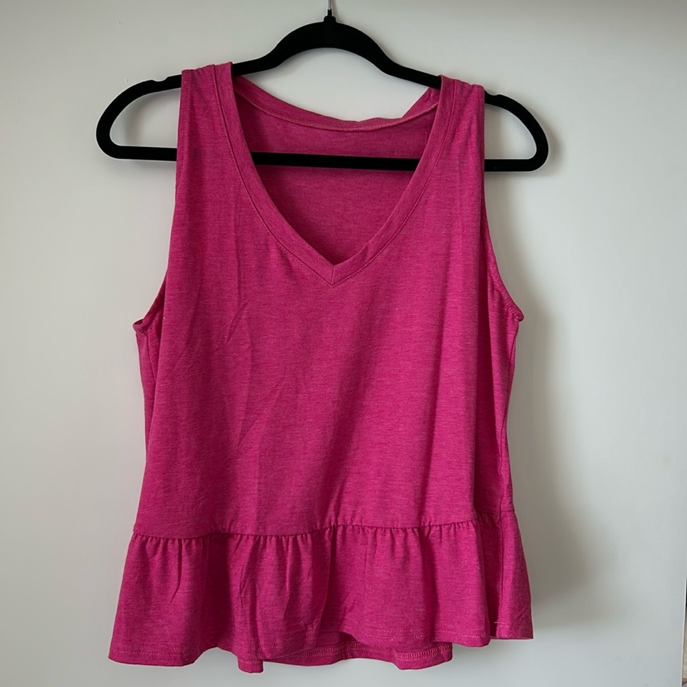 Hot pink ruffle tank top